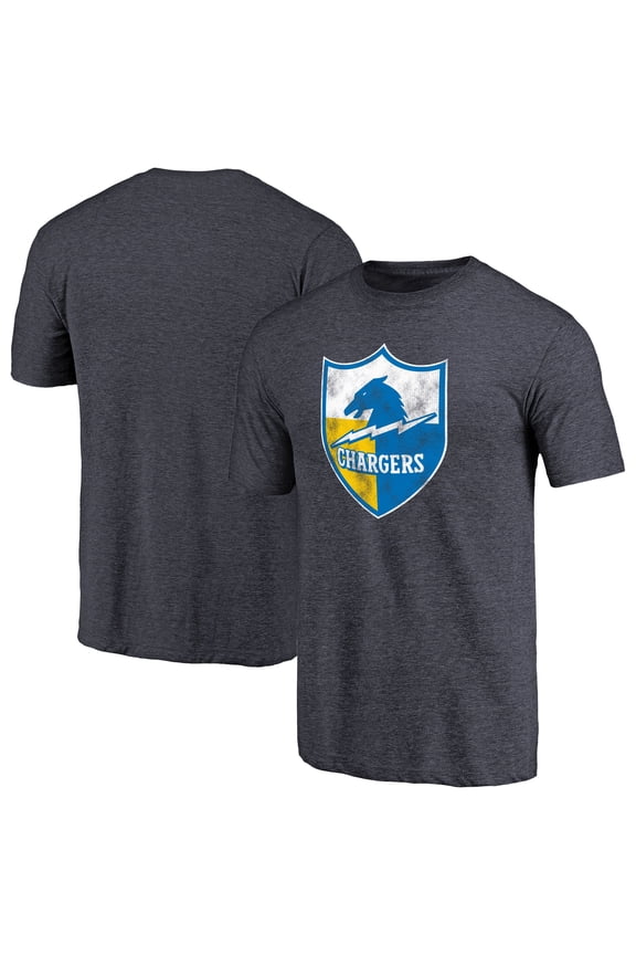 Men's Navy Los Angeles Chargers Throwback Logo Tri-Blend T-Shirt
