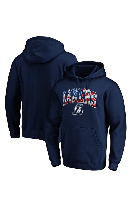 Men's Navy Los Angeles Lakers Banner Wave Pullover Hoodie