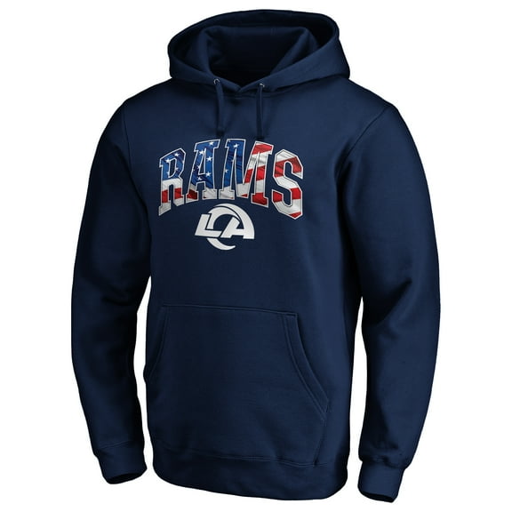 Men's Navy Los Angeles Rams Banner Wave Fitted Pullover Hoodie