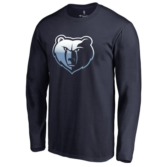 Men's Navy Memphis Grizzlies Gradient Logo Long Sleeve T-Shirt