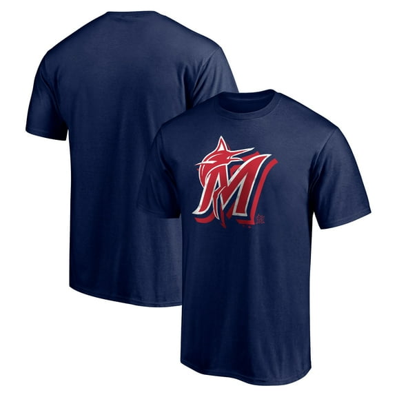 Men's Navy Miami Marlins Red White and Team T-Shirt