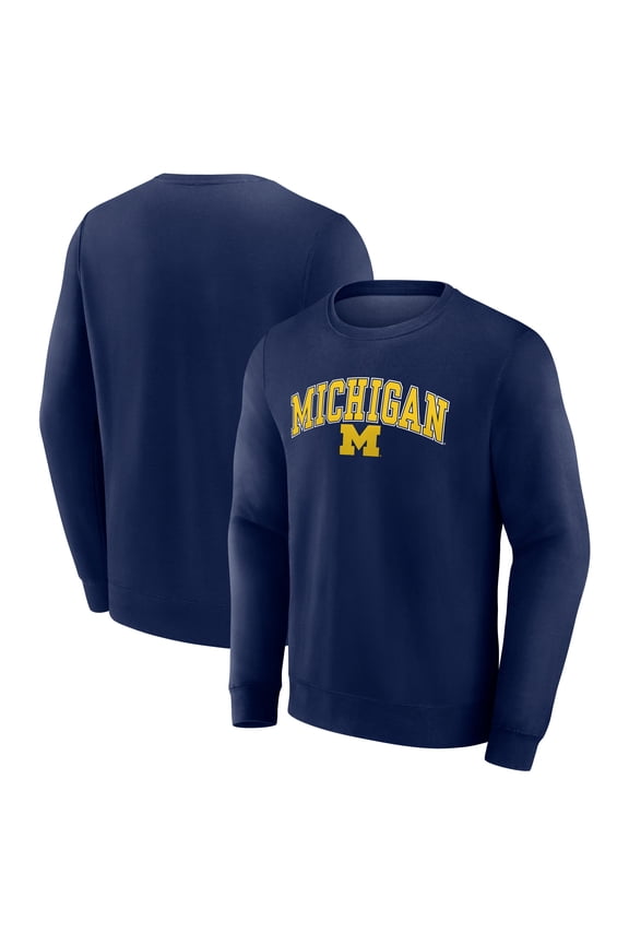 Men's Navy Michigan Wolverines Campus Fleece Pullover Sweatshirt