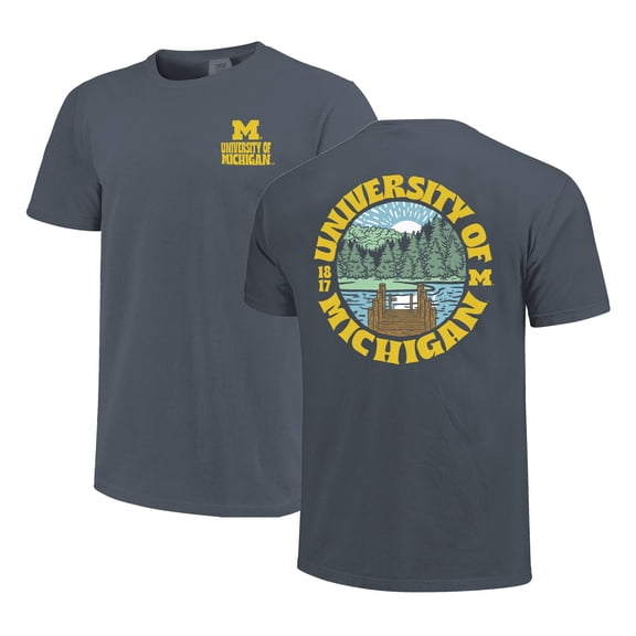 Men's  Navy Michigan Wolverines Comfort Colors Thick Lined Landscape T-Shirt
