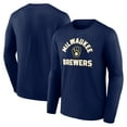 thumbnail image 1 of Milwaukee Brewers Men's Navy Reach Out Cotton Long Sleeve T-Shirt, Up to Size 3XL, 1 of 1