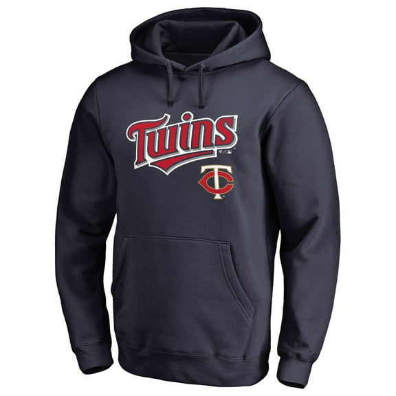 Men's Navy Minnesota Twins Team Lockup Fitted Pullover Hoodie