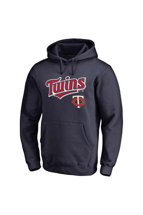Men's Navy Minnesota Twins Team Lockup Fitted Pullover Hoodie