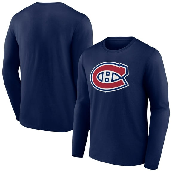 Men's Navy Montreal Canadiens Primary Logo Team Long Sleeve T-Shirt