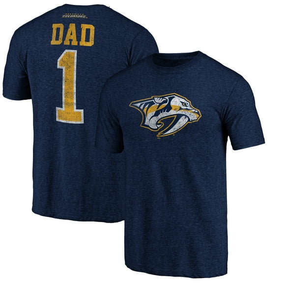 Men's Navy Nashville Predators Greatest Dad Tri-Blend T-Shirt