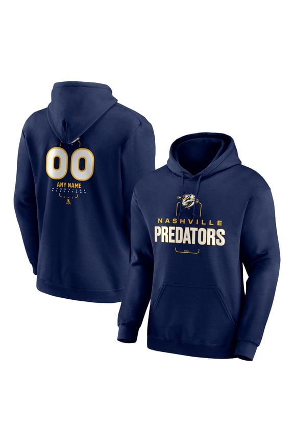 Men's Navy Nashville Predators Personalized Name & Number Midfielder Pullover Hoodie