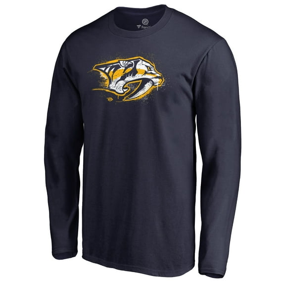 Men's Navy Nashville Predators Splatter Logo Long Sleeve T-Shirt
