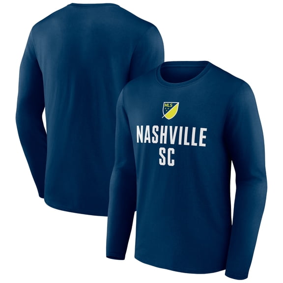 Men's Navy Nashville SC Shielded Logo Long Sleeve T-Shirt