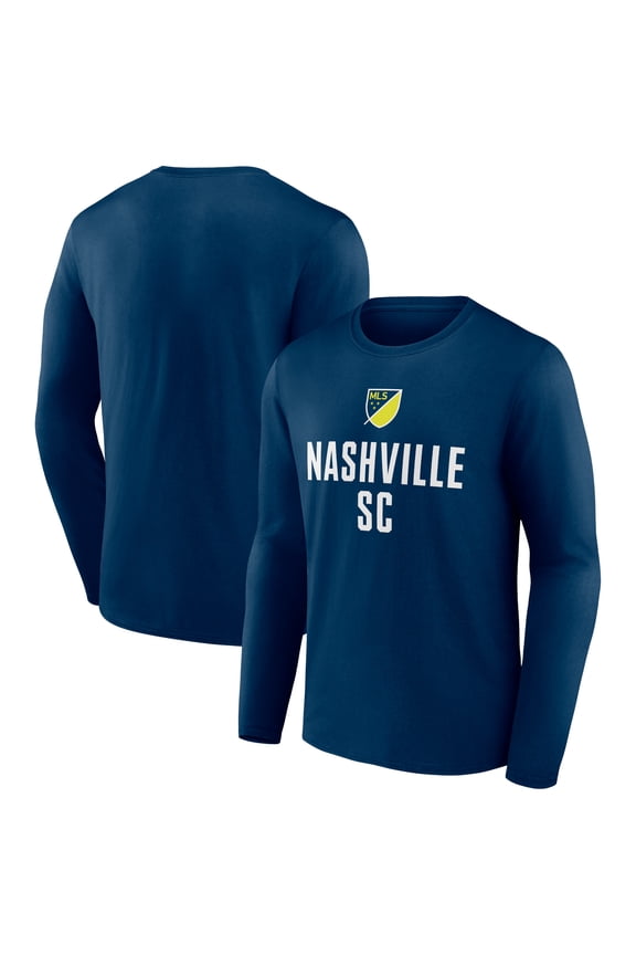 Men's Navy Nashville SC Shielded Logo Long Sleeve T-Shirt