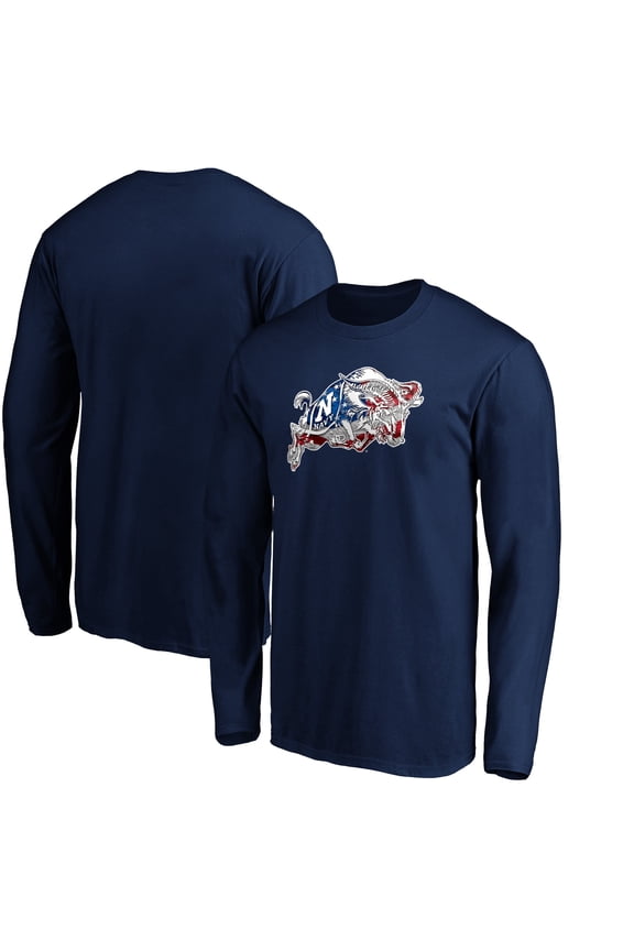 Men's Navy Navy Midshipmen Banner Wave Long Sleeve T-Shirt
