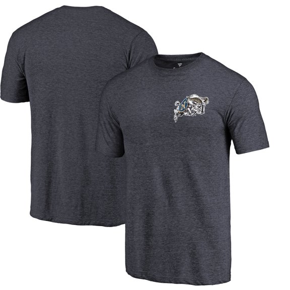 Men's Navy Navy Midshipmen Left Chest Distressed Logo Tri-Blend T-Shirt