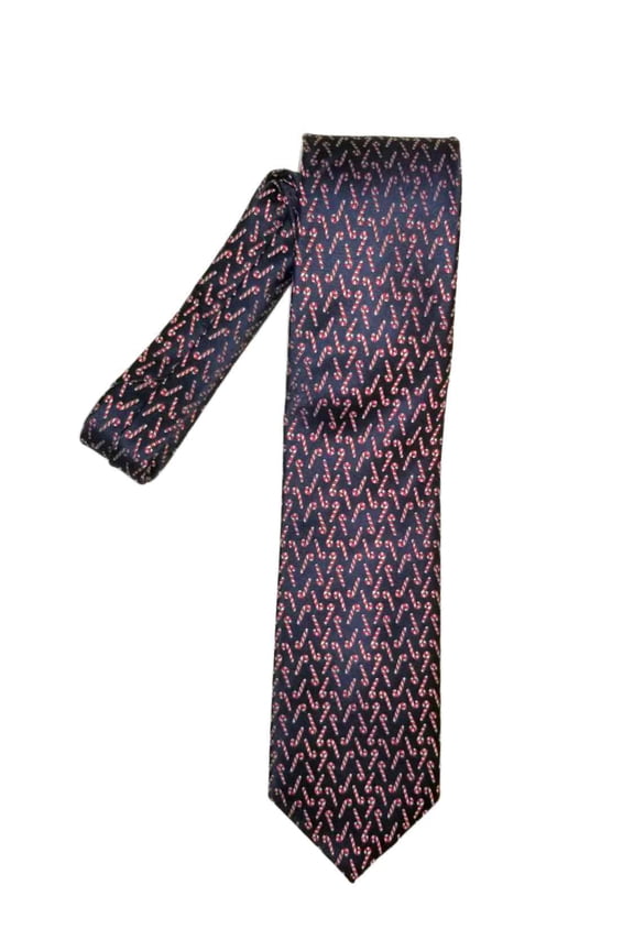 Men's Navy Neck Tie Candy Cane Holiday Necktie