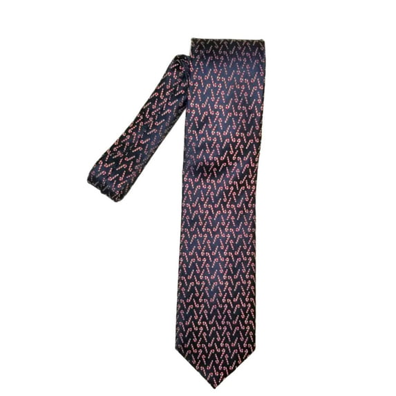 Men's Navy Neck Tie Candy Cane Holiday Necktie