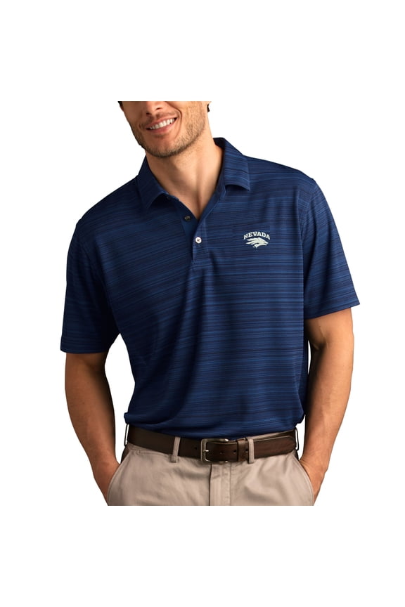 Men's Navy Nevada Wolf Pack Vansport Strata Textured Polo