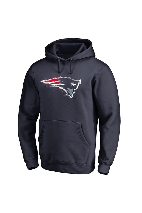 Men's Navy New England Patriots Splatter Logo Pullover Hoodie