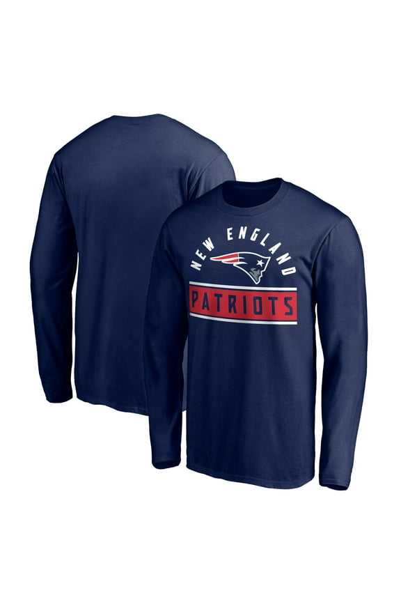 Men's Navy New England Patriots Team Arch Knockout Long Sleeve T-Shirt