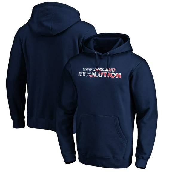 Men's Navy New England Revolution Banner Wave Pullover Hoodie