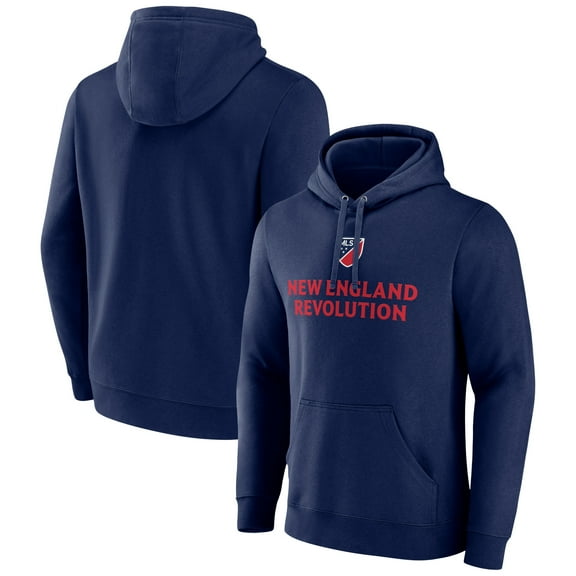 Men's Navy New England Revolution Shielded Logo Pullover Hoodie