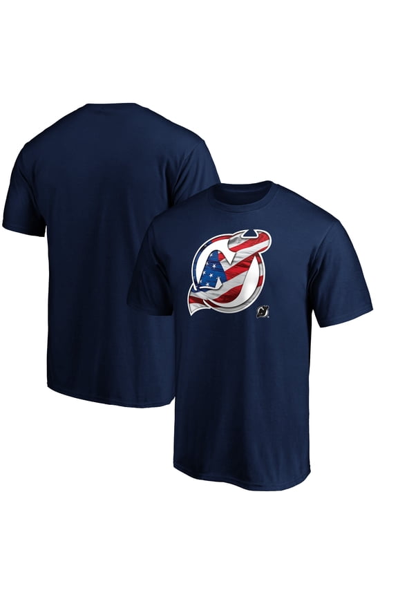 Men's Navy New Jersey Devils Banner Wave Logo T-Shirt