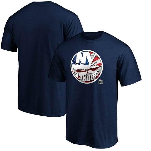 Men's Navy New York Islanders Banner Wave Logo T-Shirt