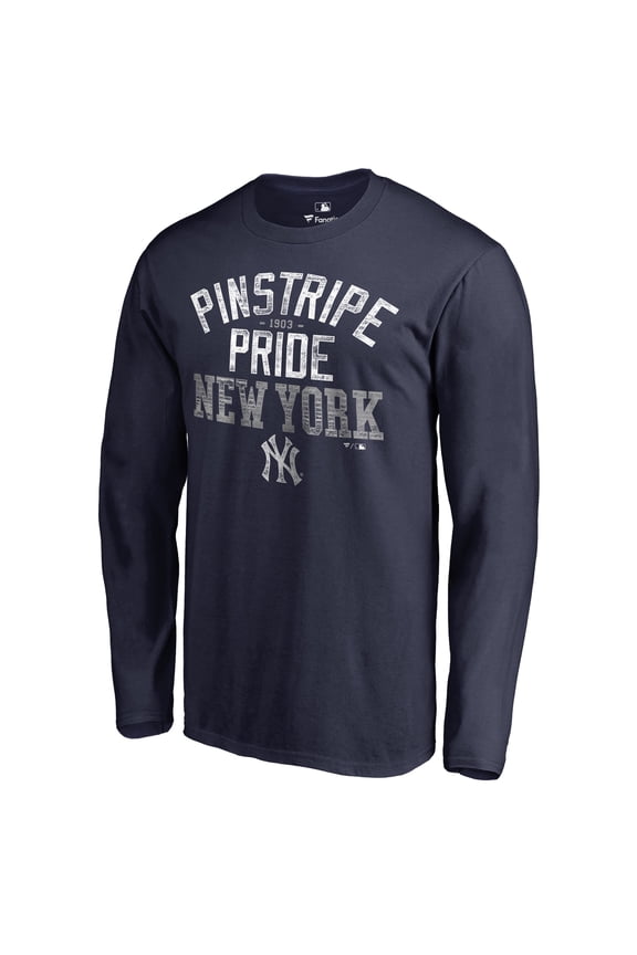 Men's Navy New York Yankees Hometown Collection Pinstripe Pride Long Sleeve T-Shirt