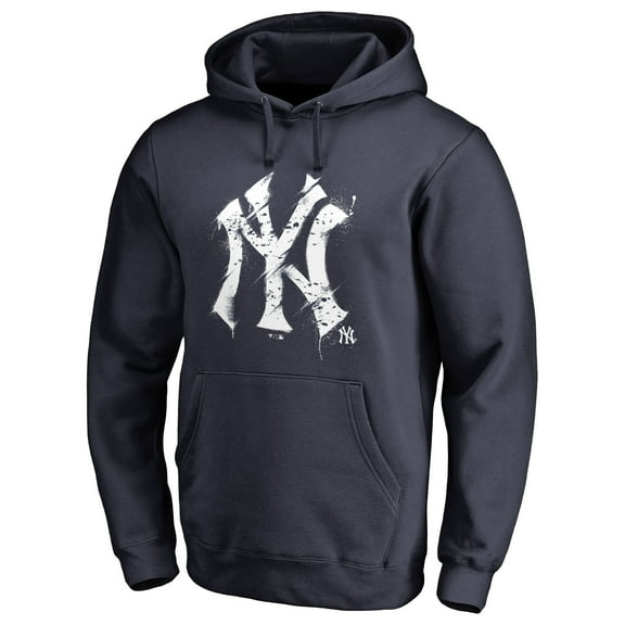 Men's Navy New York Yankees Splatter Logo Pullover Hoodie