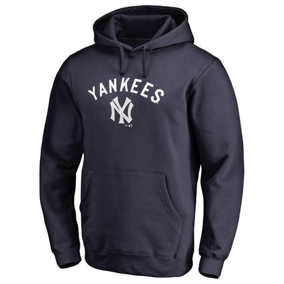 Men's Navy New York Yankees Vintage Cooperstown Collection Wahconah Fitted Pullover Hoodie