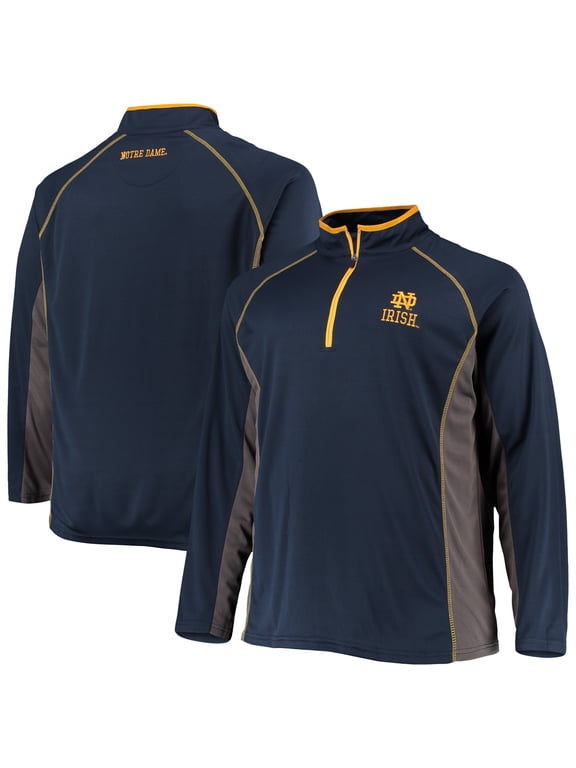 Men's Fanatics Navy Notre Dame Fighting Irish Big & Tall Quarter-Zip Raglan Jacket