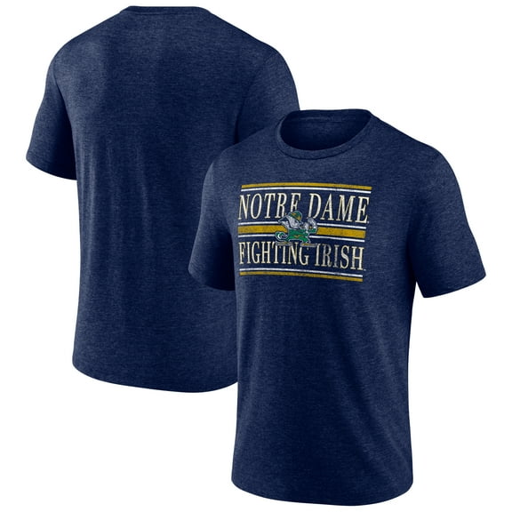 Men's Navy Notre Dame Fighting Irish Double Stripe Tri-Blend T-Shirt