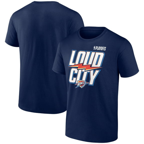 Men's Navy Oklahoma City Thunder 2025 NBA Playoffs Loud City Slogan T-Shirt