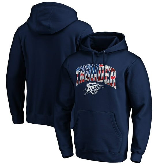 Men's Navy Oklahoma City Thunder Banner Wave Pullover Hoodie