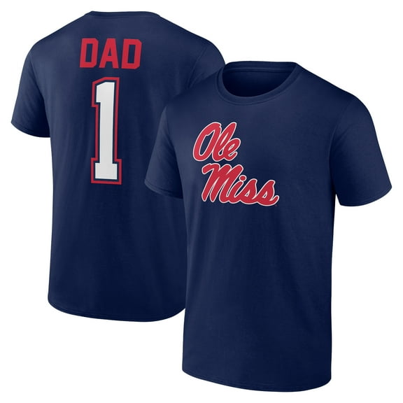 Men's Navy Ole Miss Rebels Father's Day #1 Dad T-Shirt