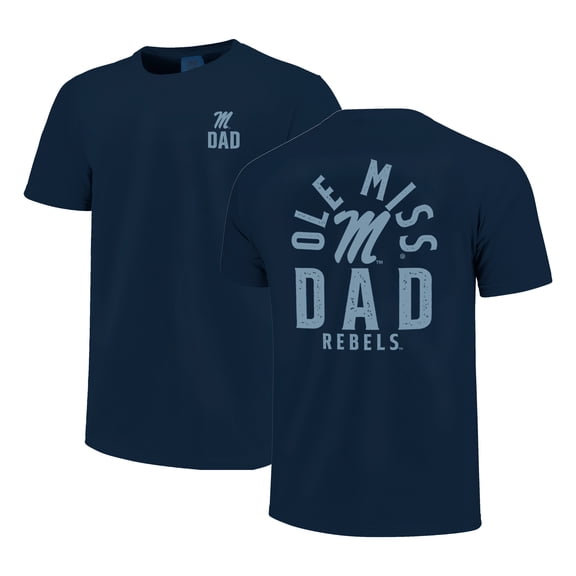 Men's Navy Ole Miss Rebels Father's Day Mascot Overlay T-Shirt