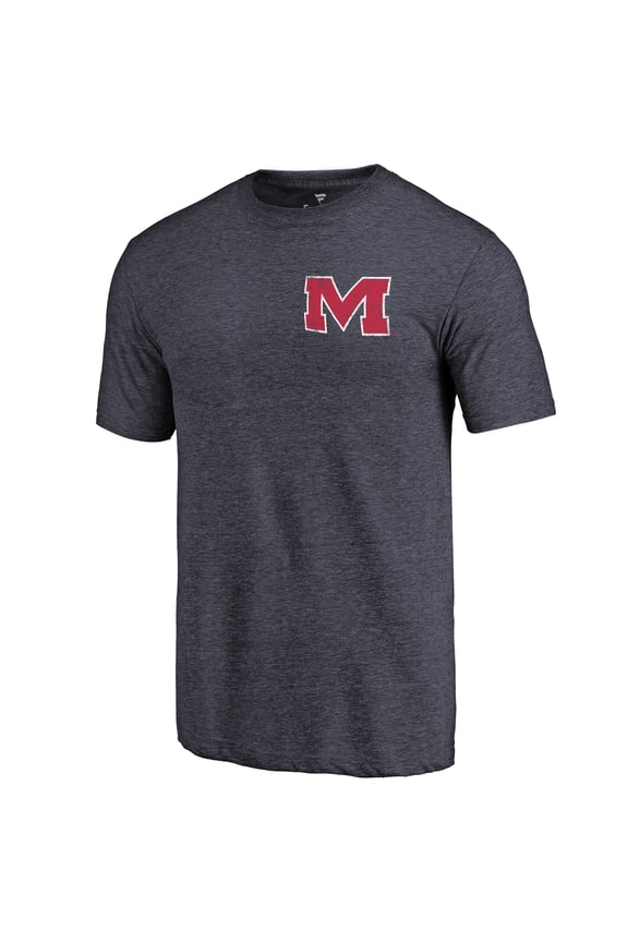Men's Navy Ole Miss Rebels Left Chest Distressed Logo Tri-Blend T-Shirt