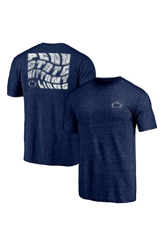 Men's Navy Penn State Nittany Lions Wavy Logo Tri-Blend T-Shirt