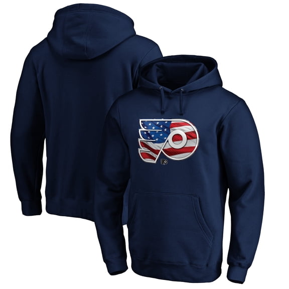 Men's Navy Philadelphia Flyers Banner Wave Logo Pullover Hoodie
