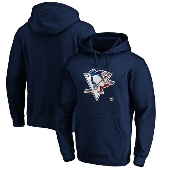 Men's Navy Pittsburgh Penguins Banner Wave Logo Pullover Hoodie