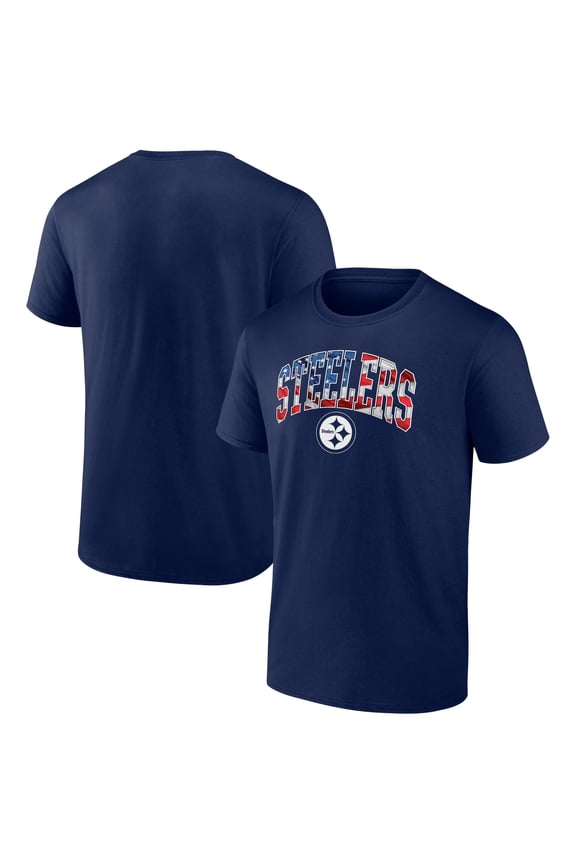 Men's Navy Pittsburgh Steelers Banner Wave Logo T-Shirt
