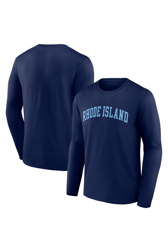 Men's Navy Rhode Island Rams Basic Arch Long Sleeve T-Shirt