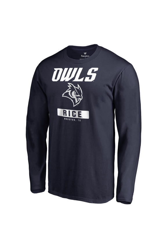 Men's Navy Rice Owls Campus Icon Long Sleeve T-Shirt