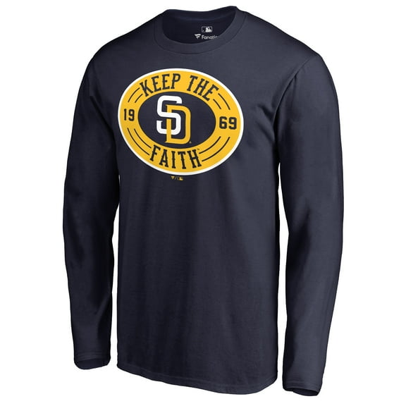Men's Navy San Diego Padres Hometown Collection Keep the Faith Long Sleeve T-Shirt