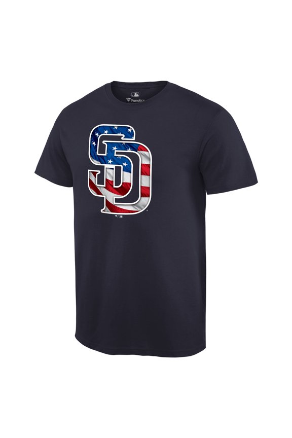 Men's Navy San Diego Padres Memorial Day Banner Wave Logo T-Shirt