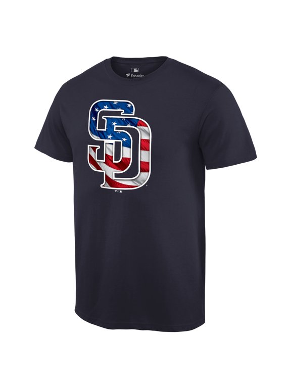 Men's Navy San Diego Padres Memorial Day Banner Wave Logo T-Shirt