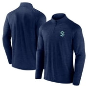 Men's Logo Athletic Navy Seattle Kraken Head-to-Head Raglan Quarter-Zip Top