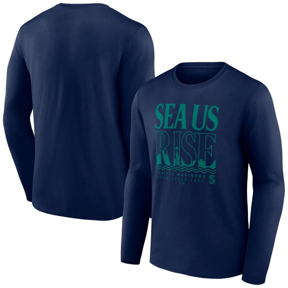Men's Navy Seattle Mariners Sea Us Rise Long Sleeve T-Shirt