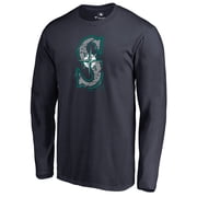 Mens Navy Seattle Mariners Splatter Logo Long Sleeve T-Shirt