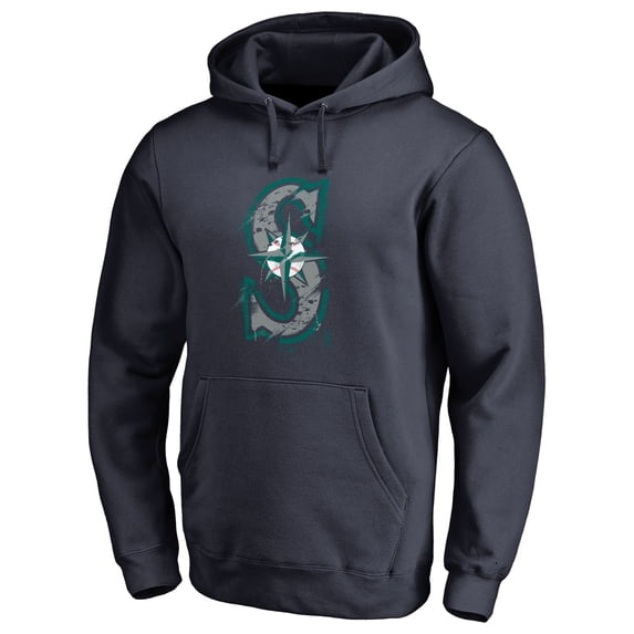 Men's Navy Seattle Mariners Splatter Logo Pullover Hoodie